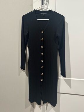 Gibsonlook  Black Ribbed Button-Front Cardigan/Dress